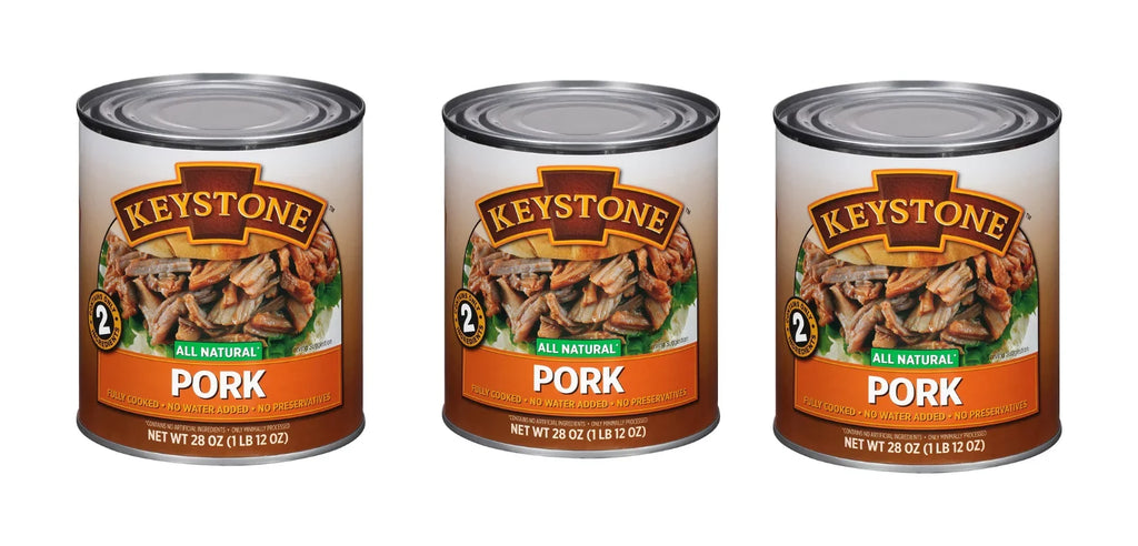 (3 Cans Pack) Keystone All Natural Pork 28 oz Can ✅ Emergency Survival Food For Camping Hiking and Backpacking Ready to Eat ✅