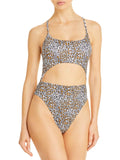 Aqua Swim Womens Animal Print Lined One-Piece Swimsuit