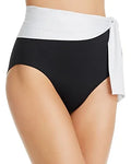 Lauren Ralph Lauren Women's Bel Aire High-Waist Bikini Bottom (12, Black/White)