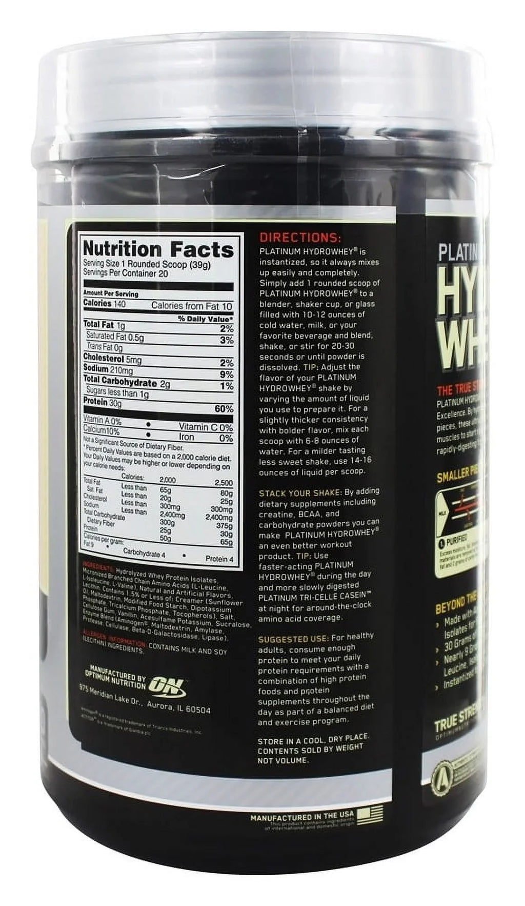 Optimum Nutrition Hydro Whey PLatitudeinum Hydro Whey, 1.75 lb
