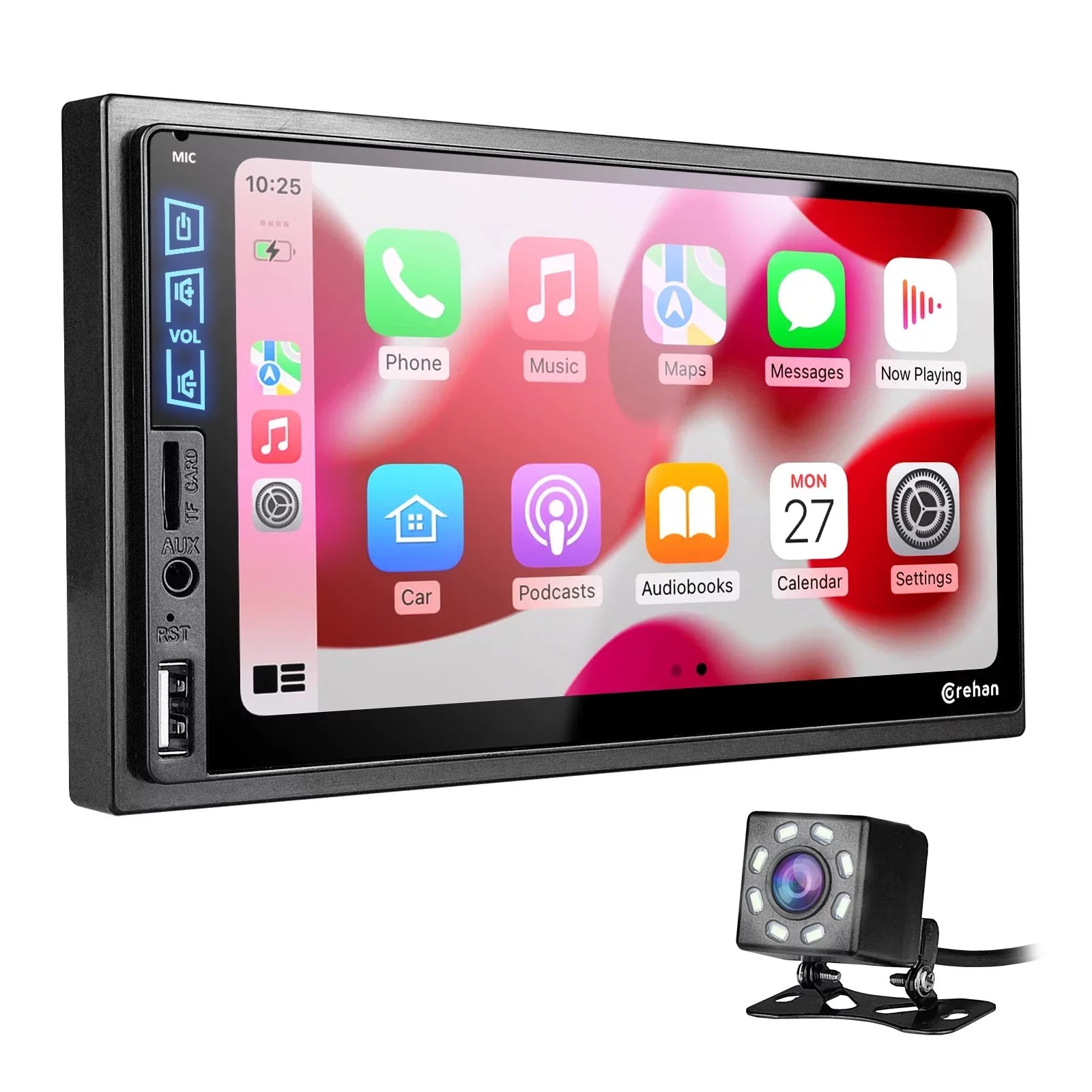 Double Din Car Stereo Bluetooth - Corehan 7 Inch IPS Touch Screen Car Radio Multimedia Player with Complimentary Backup Camera Compatiable with Apple Carplay, Android Auto, Mirror Link