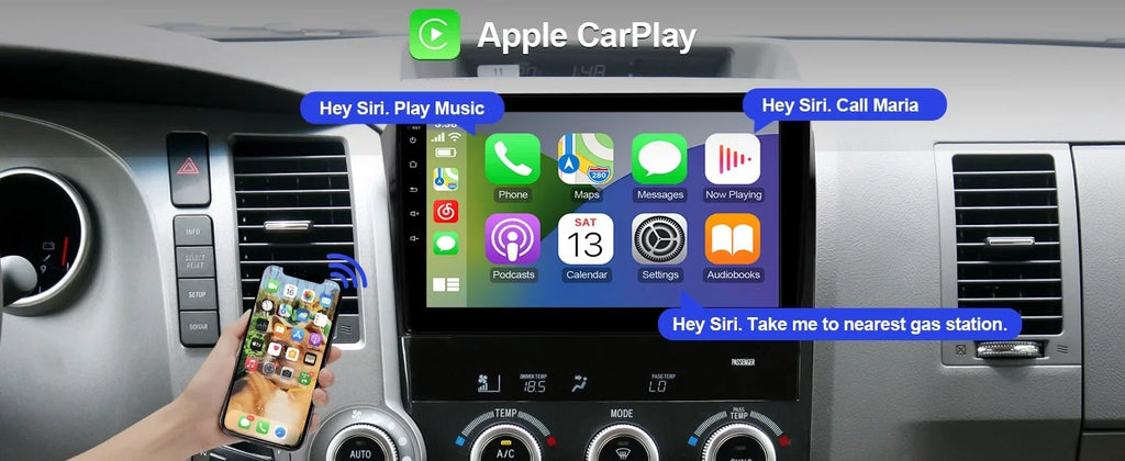 2+32G 10.1 inches Android 10 Double Din Car Stereo for Toyota Tundra 2007-2013 & Sequoia 2008-2018 IPS Touchdisplay Screen Car Radio with Carplay & Android Auto Support Backup Camera GPS Navi FM BT