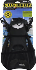 US Divers Travel Series Adult Unisex Trek Swim Fins, Black, Size Medium