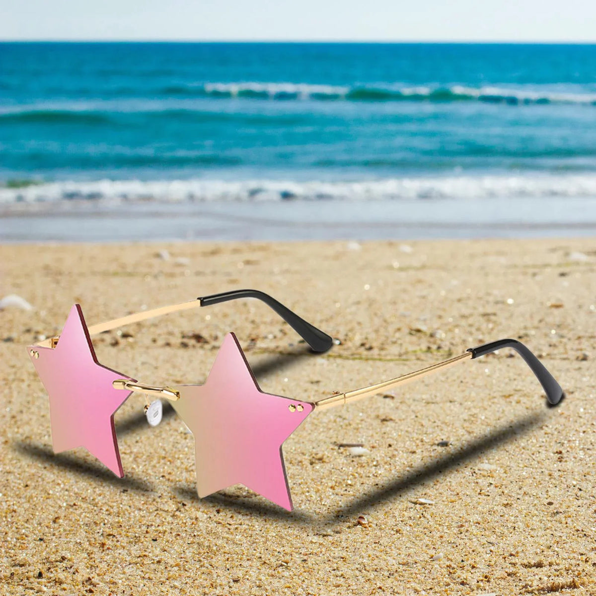 Sharplace 6X Glasses Costume Trendy Dance Rimless Stars Sun Glasses for Women Grey