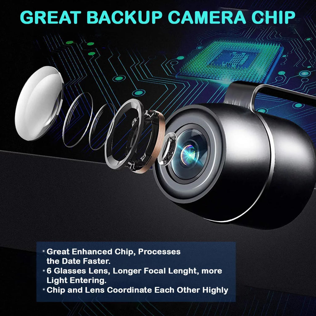 CAM123 Backup Camera Frame License PLatitudee HD Night Vision Rear View 170° Angle Waterproof Compatible with Jensen Car Radio CAR110W CAR710 CAR710X CAR8000 CAR910W CAR910X CDR7011 CM901MIR CMR2720