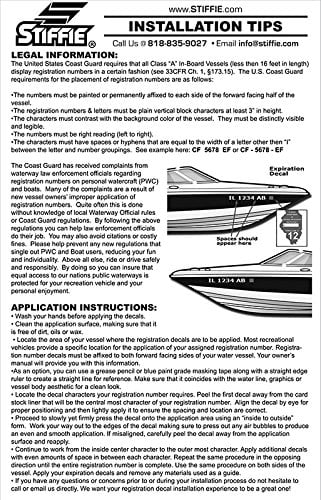 STIFFIE Techtron Yellow/Navy 3" Alpha-Numeric Identification Custom Kit Registration Numbers & Letters Marine Stickers Decals for Boats & Personal Watercraft PWC