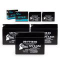 5-Pack UpStart Battery Replacement for 2005 Yamaha SR400 400CC Factory Activated, Maintenance Free, Motorcycle Battery - 12V, 2.3Ah, UB-YT4B-BS
