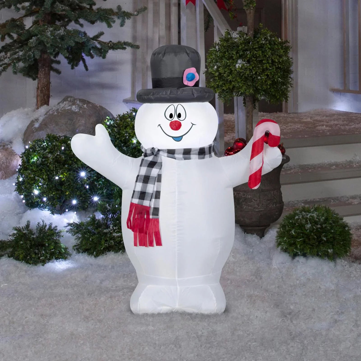 Gemmy Airblown Frosty Plaid Scarf 3.5 ft. InfLatitudeable