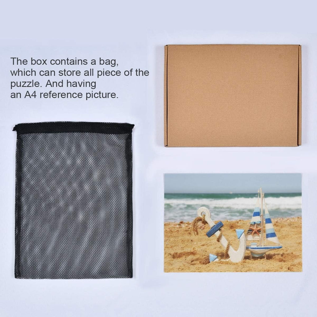 Wellsay Anchor Sailboat Starfish On Beach Sand Tropical Summer Sea and Ocean Horizon Jigsaw Puzzles 500 Pieces Puzzle for Adults Kids DIY Gift