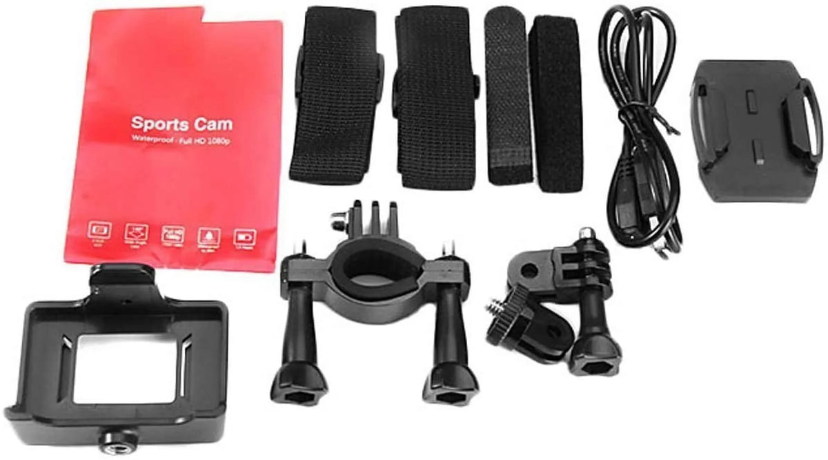 VEMONT Action Camera, 1080P 12MP Sports Camera Full HD 2.0 Inch Action Cam 30m/98ft Underwater Waterproof Snorkel surf Camera with Wide-Angle Lens and Mounting Accessories Kit Black