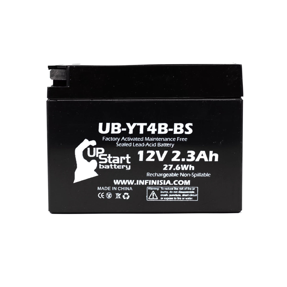 2-Pack UpStart Battery Replacement 2012 Yamaha SR400 (FI) 400CC Factory Activated, Maintenance Free, Motorcycle Battery - 12V, 2.3Ah, UB-YT4B-BS