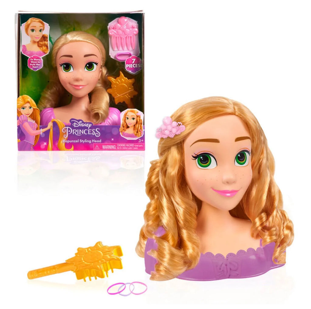 Disney Princess Rapunzel Styling Head, 7 Pieces, Pretend Play, Officially Licensed Kids Toys for Ages 3