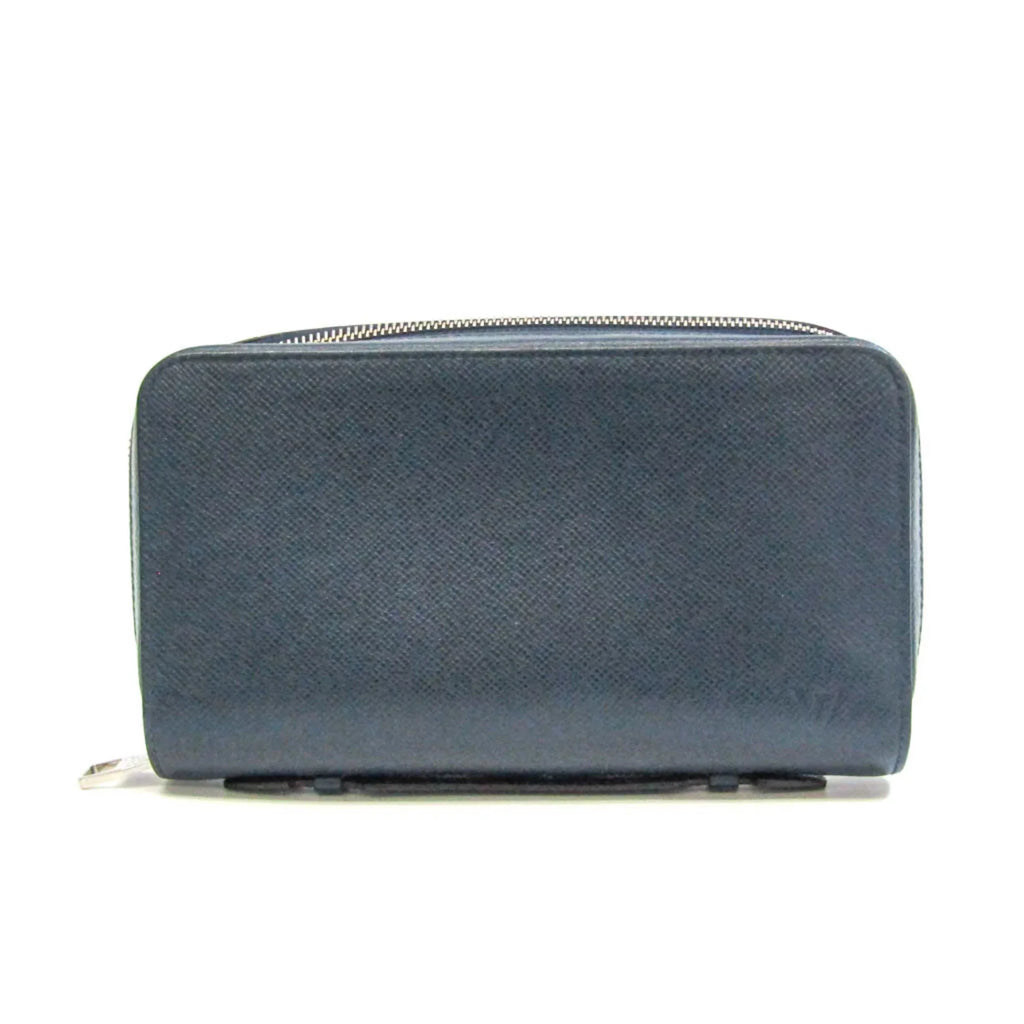 Pre-Owned Louis Vuitton Taiga Zippy XL M64019 Men's Taiga Leather Long Wallet (bi-fold) Navy Blue (Good)