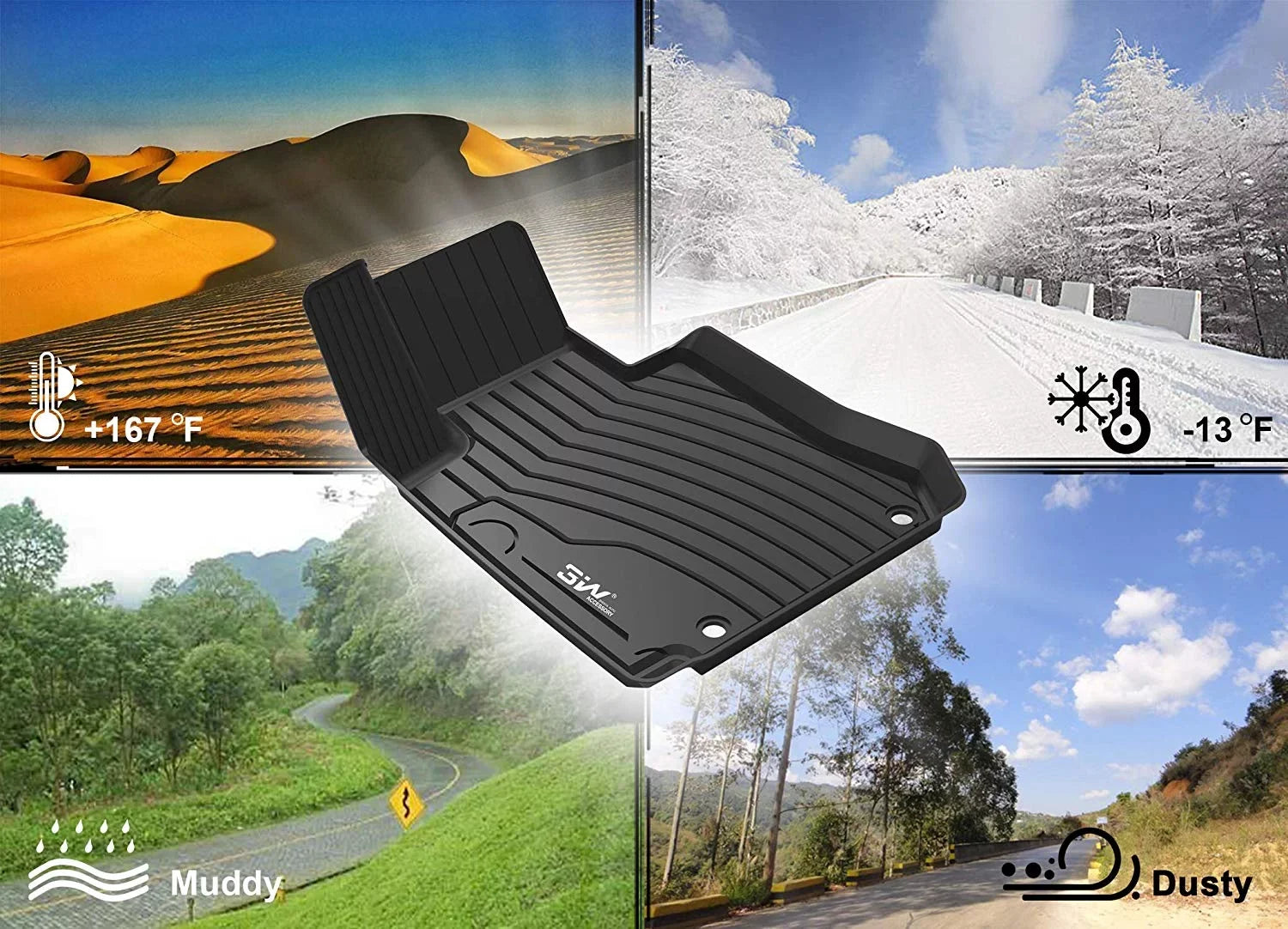 3W Cargo Liner Compatible for Toyota Sienna 8 seats 2021-2023 TPE All Weather Custom Fit Trunk Mat for 2021 2022 Toyota Sienna ( (for Spare Tire Model ), Black