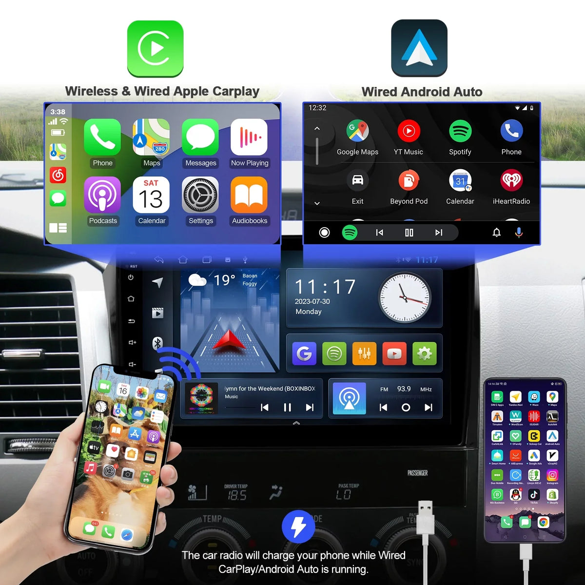 2+32G 10.1 inches Android 10 Double Din Car Stereo for Toyota Tundra 2007-2013 & Sequoia 2008-2018 IPS Touchdisplay Screen Car Radio with Carplay & Android Auto Support Backup Camera GPS Navi FM BT
