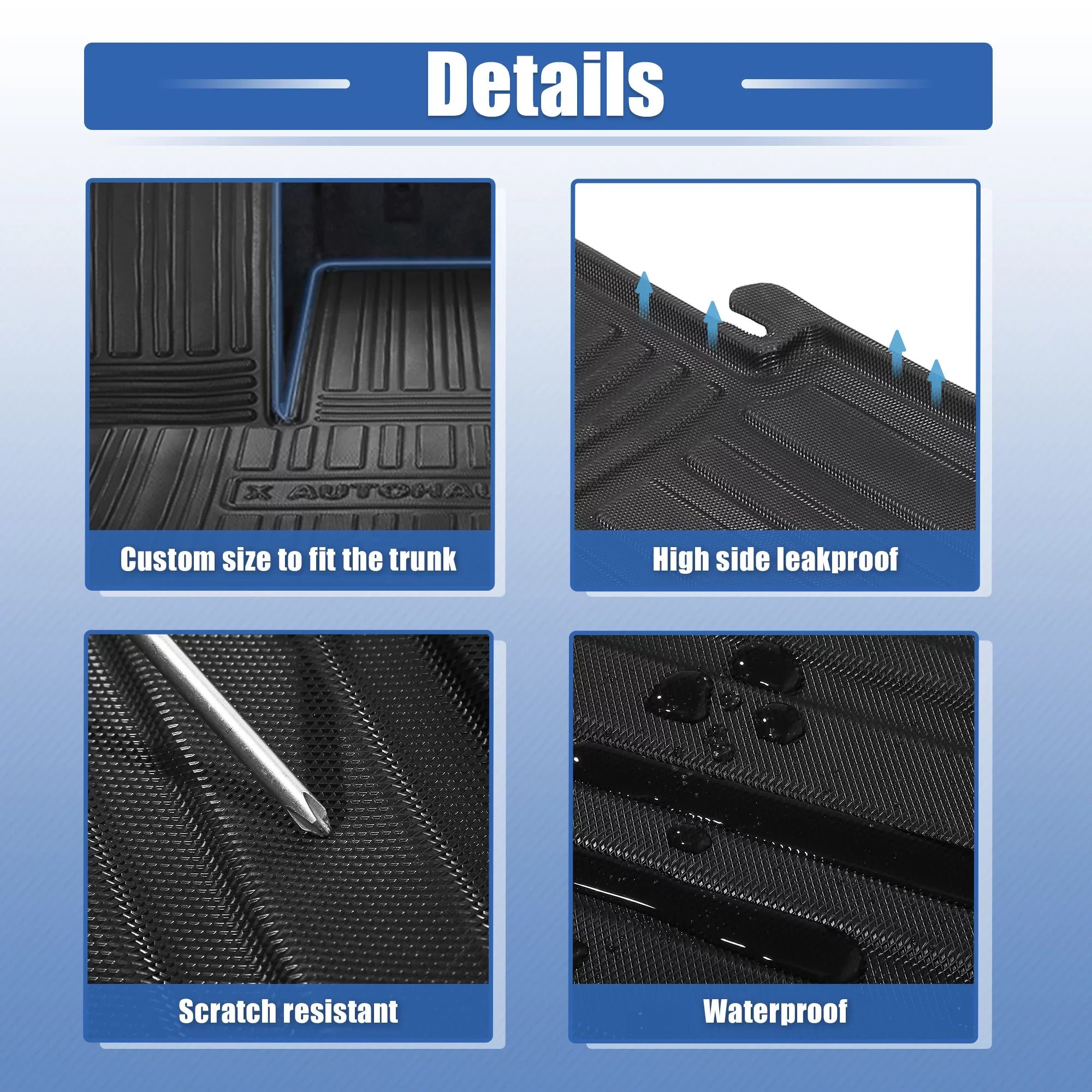Unique Bargains Cargo Trunk Tray Cargo Liner Rear Cargo Trunk Floor Mat Waterproof Protector for Toyota Highlander 2020 2021 2022