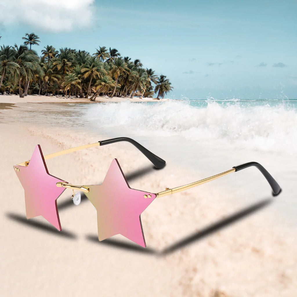Sharplace 6X Glasses Costume Trendy Dance Rimless Stars Sun Glasses for Women Grey