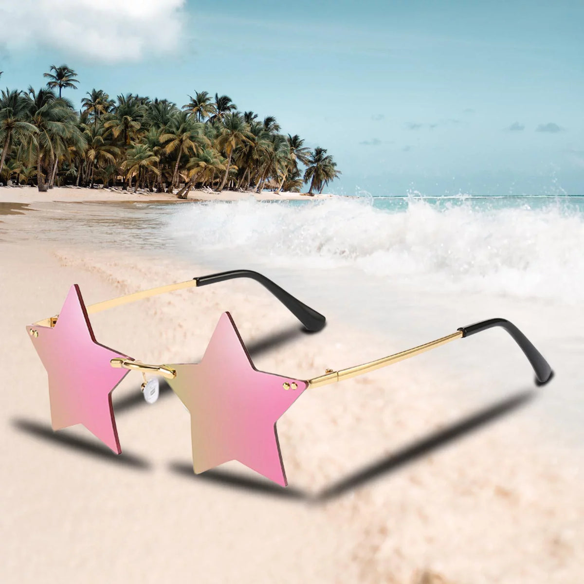 Sharplace 6X Glasses Costume Trendy Dance Rimless Stars Sun Glasses for Women Grey