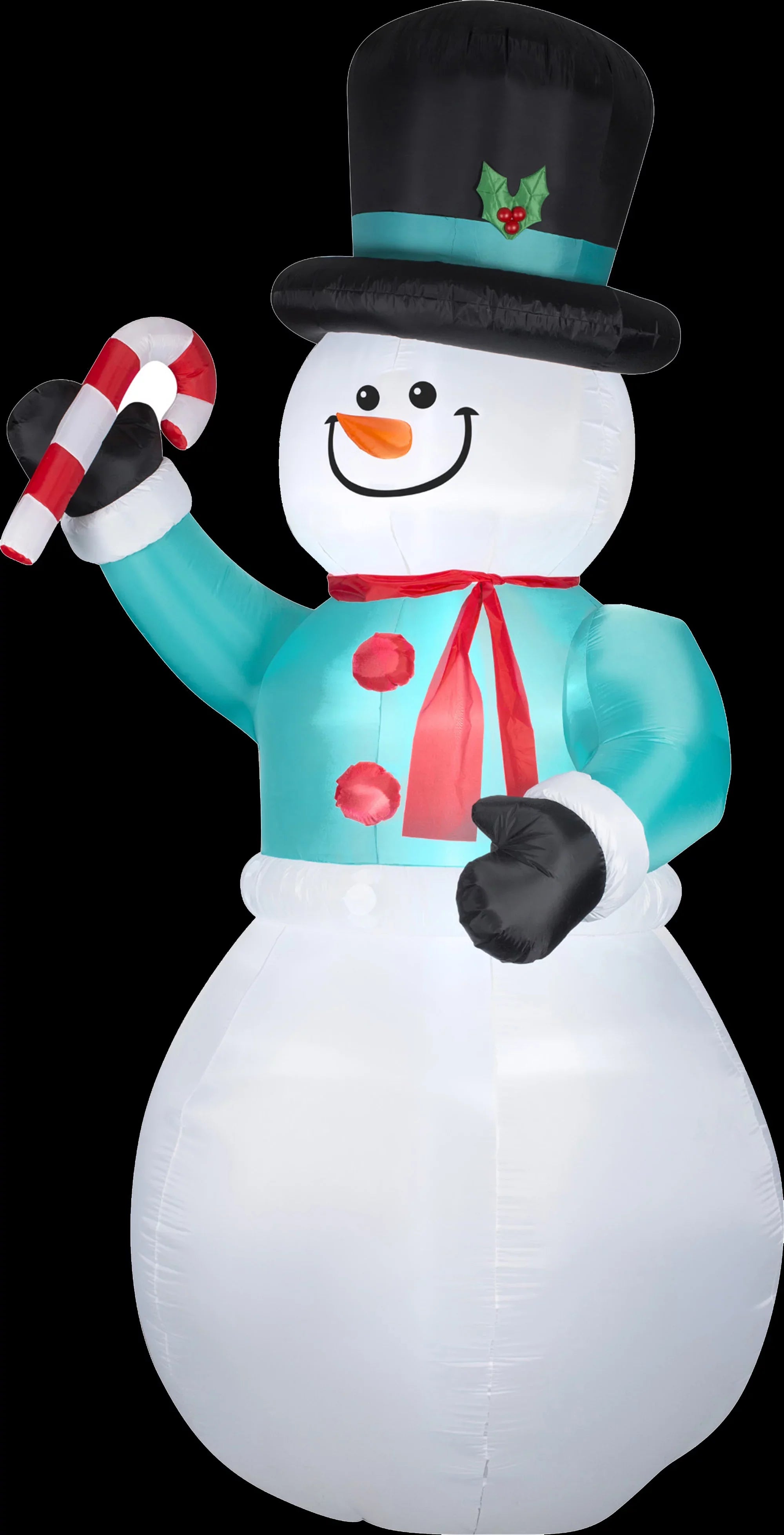 Snowman with Candy Cane Airblown Christmas Decoration