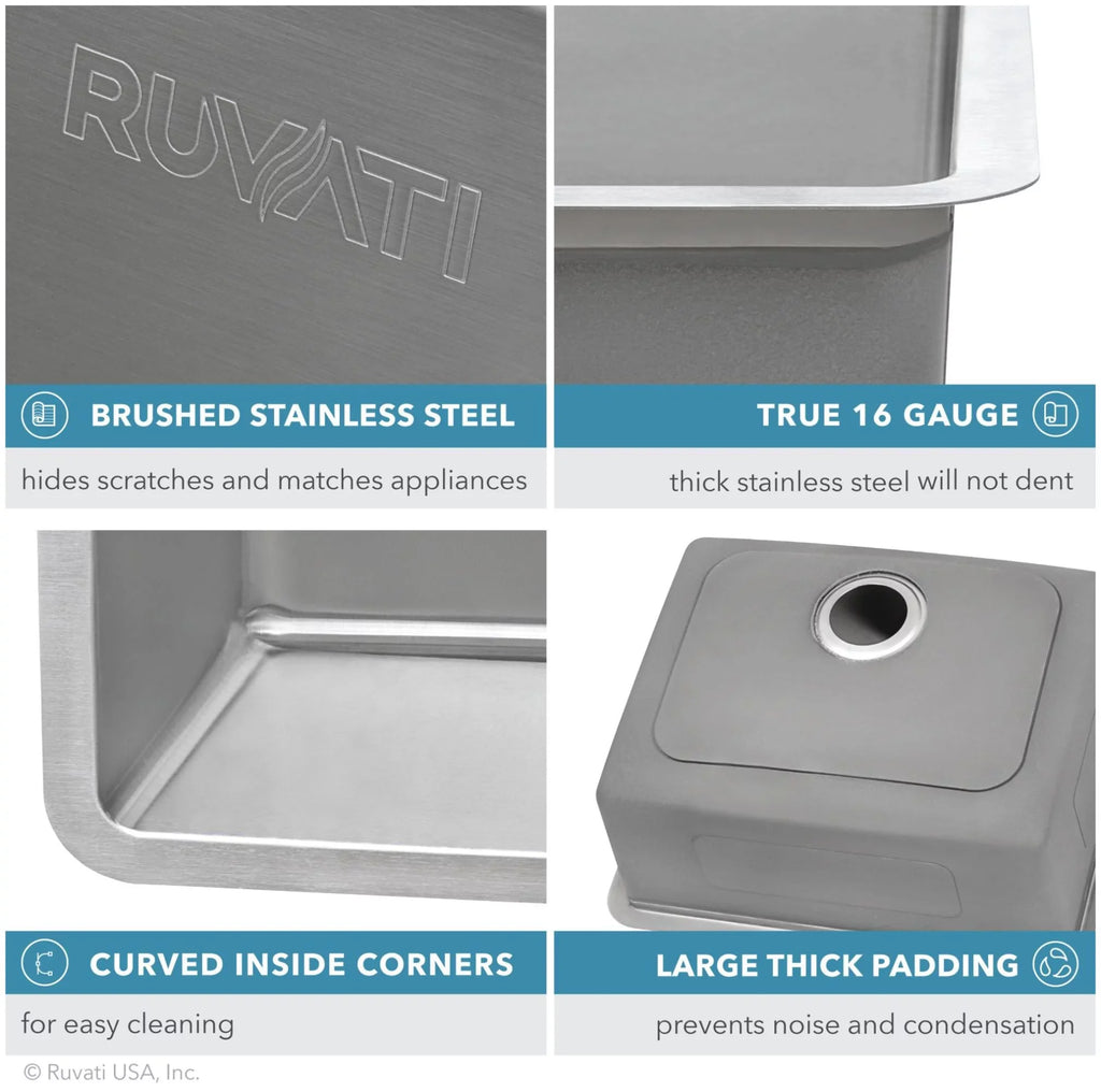 Ruvati USA RVM5099 31 in. Undermount 50-50 Double Bowl 16 Gauge Stainless Steel Kitchen Sink