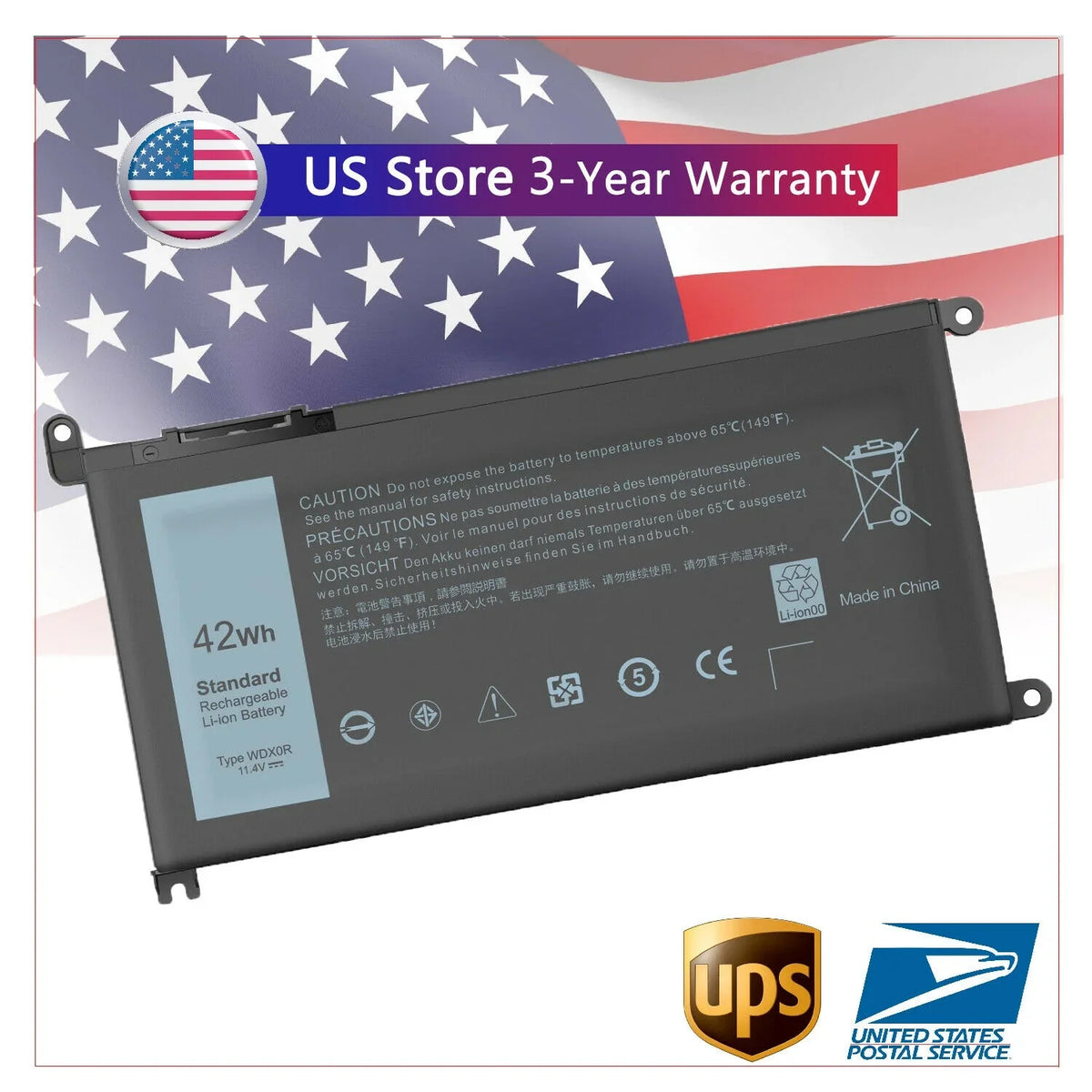 4Cell WDX0R Laptop Battery for Dell Inspiron 13-5000 13-7000 15-5000 15-7000 NEW