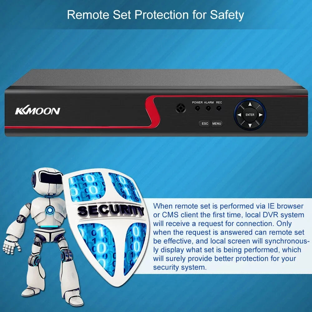KKmoon DVR Video Recorder & 8 Cameras Set Recording System 16CH 1080P Full High Definition AHD/ IP/Analog/TVI/CVI/ DVR CCTV Digital Video Recorder DVR P2P Remote Phone Monitoring for Home