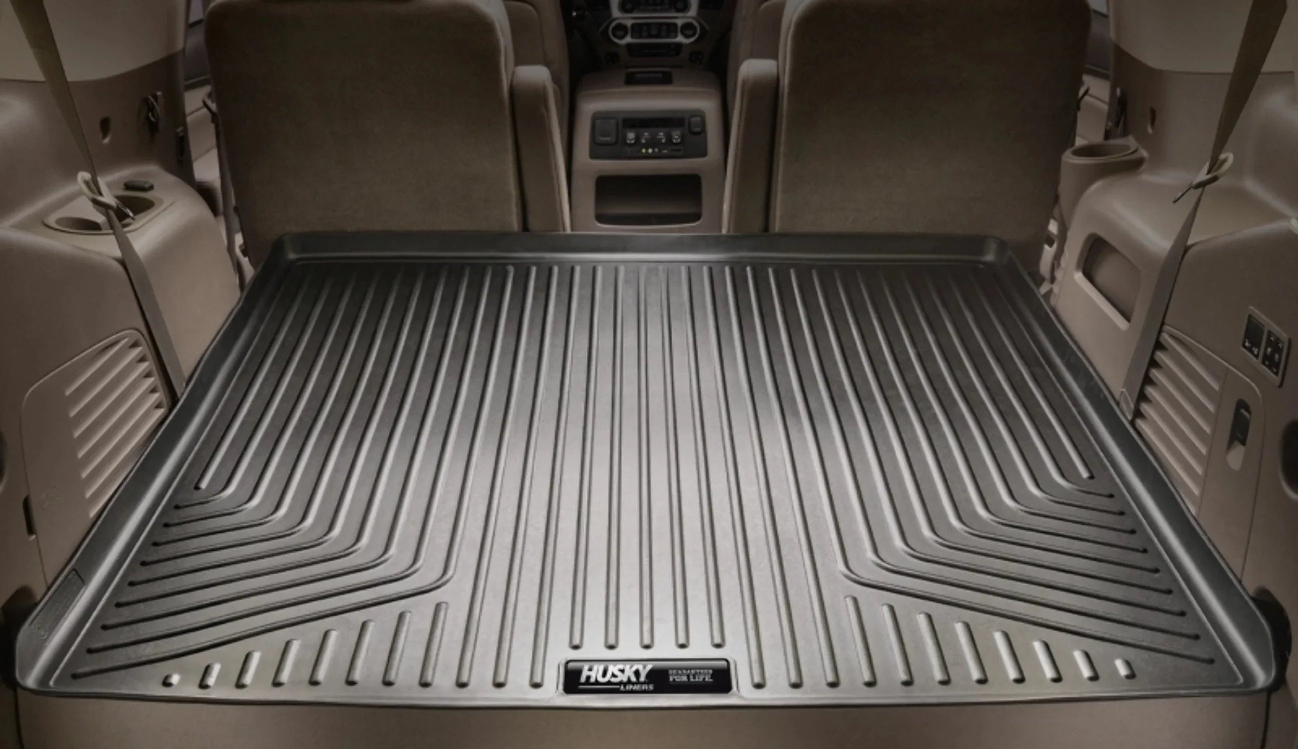 Husky by RealTruck Weatherbeater Series Cargo Liner Black Compatible with 12-19 Toyota Highlander; Compatible with to back of 2nd row Seats over foldered 3rd row Seats