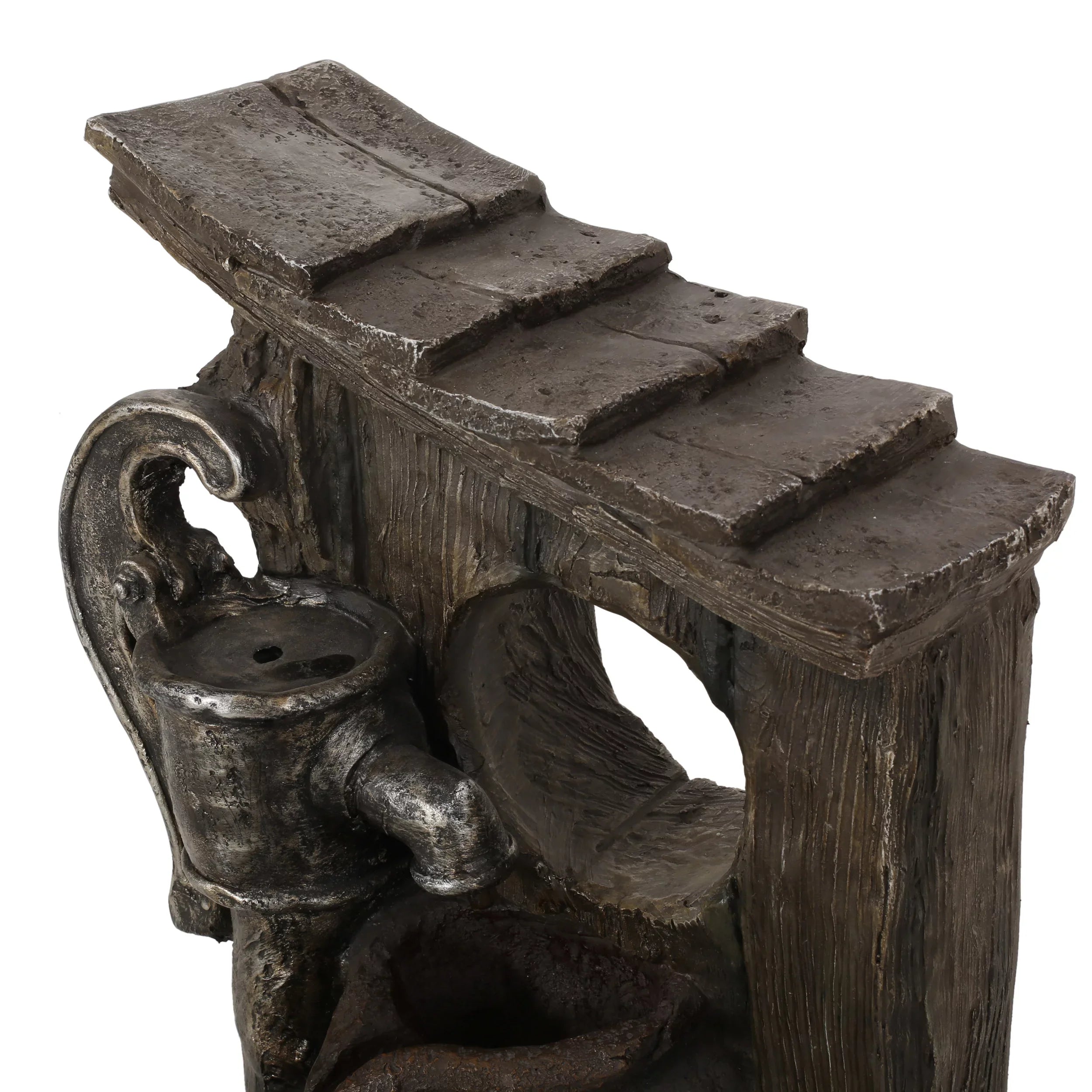 Haralson Outdoor 3 Tier Jar Fountain, Brown and Gray