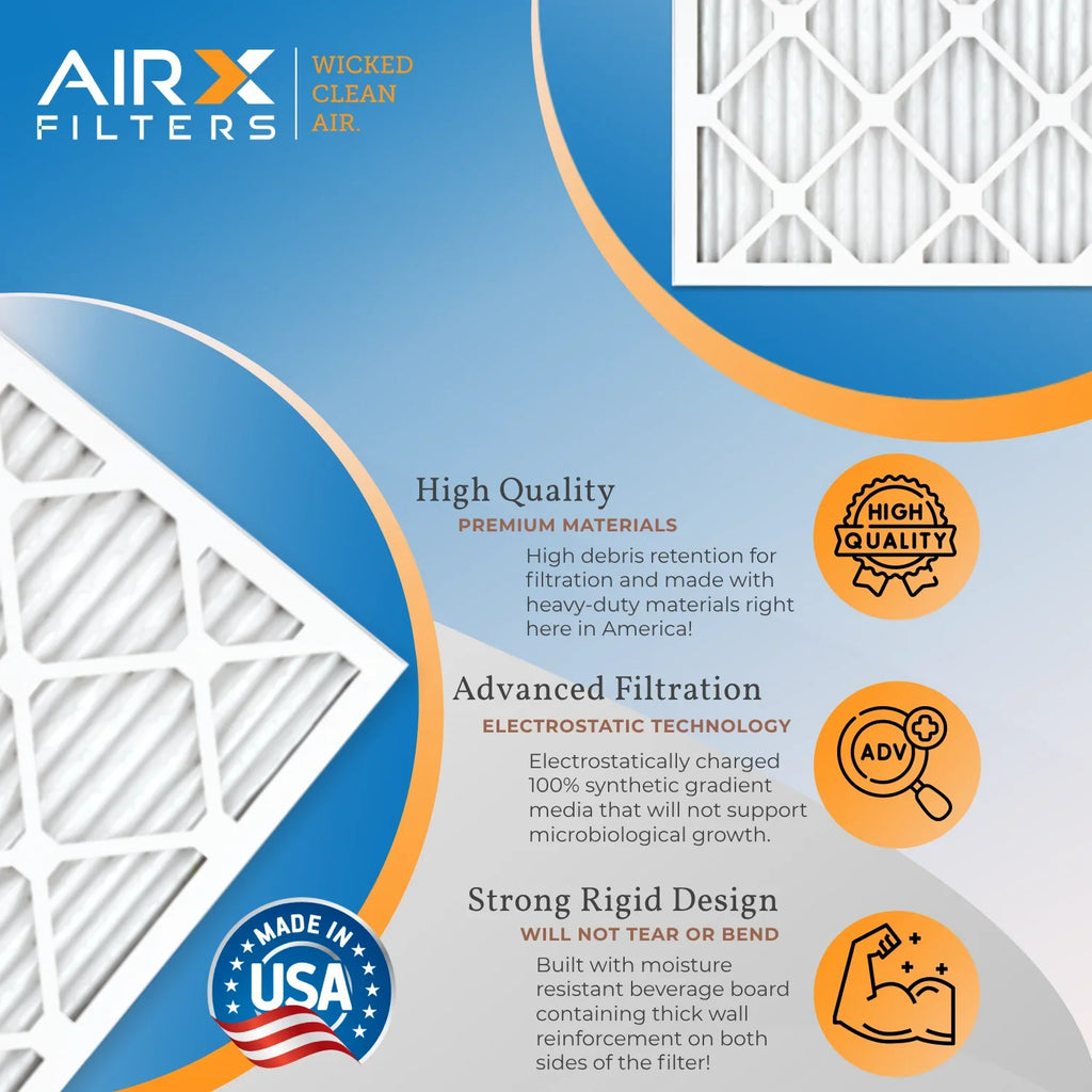 14x24x1 Air Filter MERV 13 Comparable to MPR 1500 - 2200 & FPR 9 Electrostatic Pleated Air Conditioner Filter 6 Pack HVAC AC Premium USA Made 14x24x1 Furnace Filters by AIRX FILTERS WICKED CLEAN AIR.