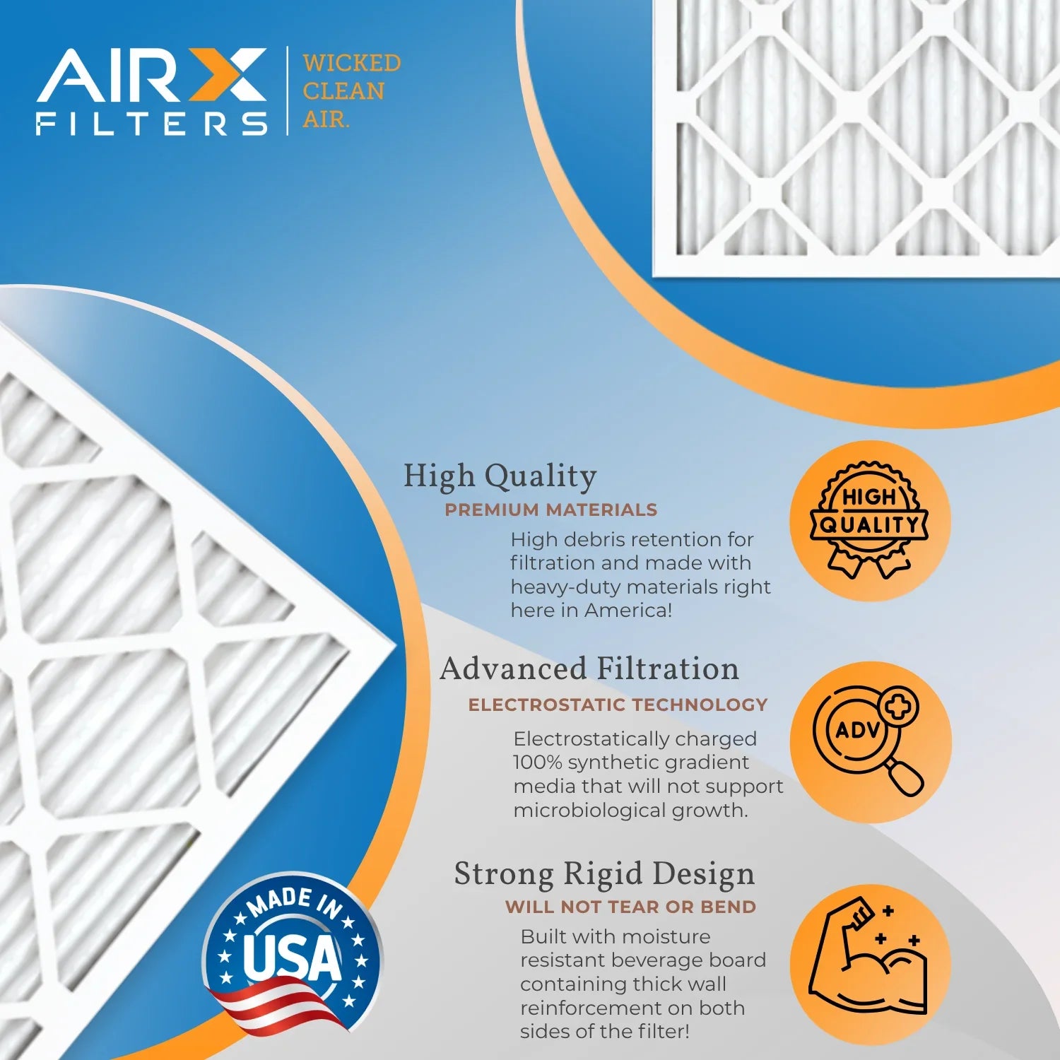14x24x1 Air Filter MERV 13 Comparable to MPR 1500 - 2200 & FPR 9 Electrostatic Pleated Air Conditioner Filter 6 Pack HVAC AC Premium USA Made 14x24x1 Furnace Filters by AIRX FILTERS WICKED CLEAN AIR.