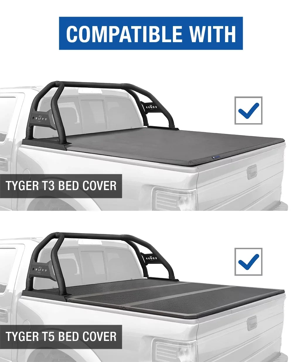 Tyger Auto Sport Bar Compatible with 2015-2024 Chevy Colorado GMC Canyon | TG-SB7C88518 | Textured Black | Light Mount | Roll Bar