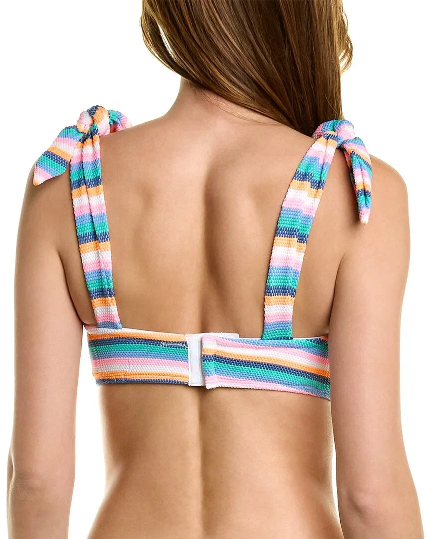 Shoshanna womens  Tie-Strap Retro Bikini Top, d, Green