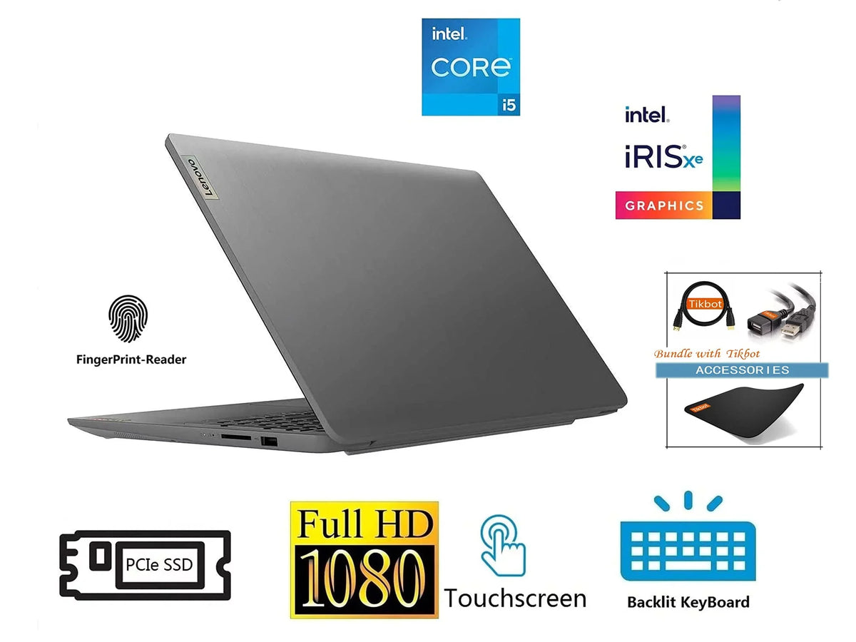 Lenovo 2021 IdeaPad 3 Laptop, 15.6" FHD IPS Touchdisplay Display, i5-1135G7 (>i7-1065G7), Iris Xe Graphics, Wi-Fi 6, Camera, Type-C, Fingerprint, w/Accessories (20GB RAM | 512GB PCIe SSD)