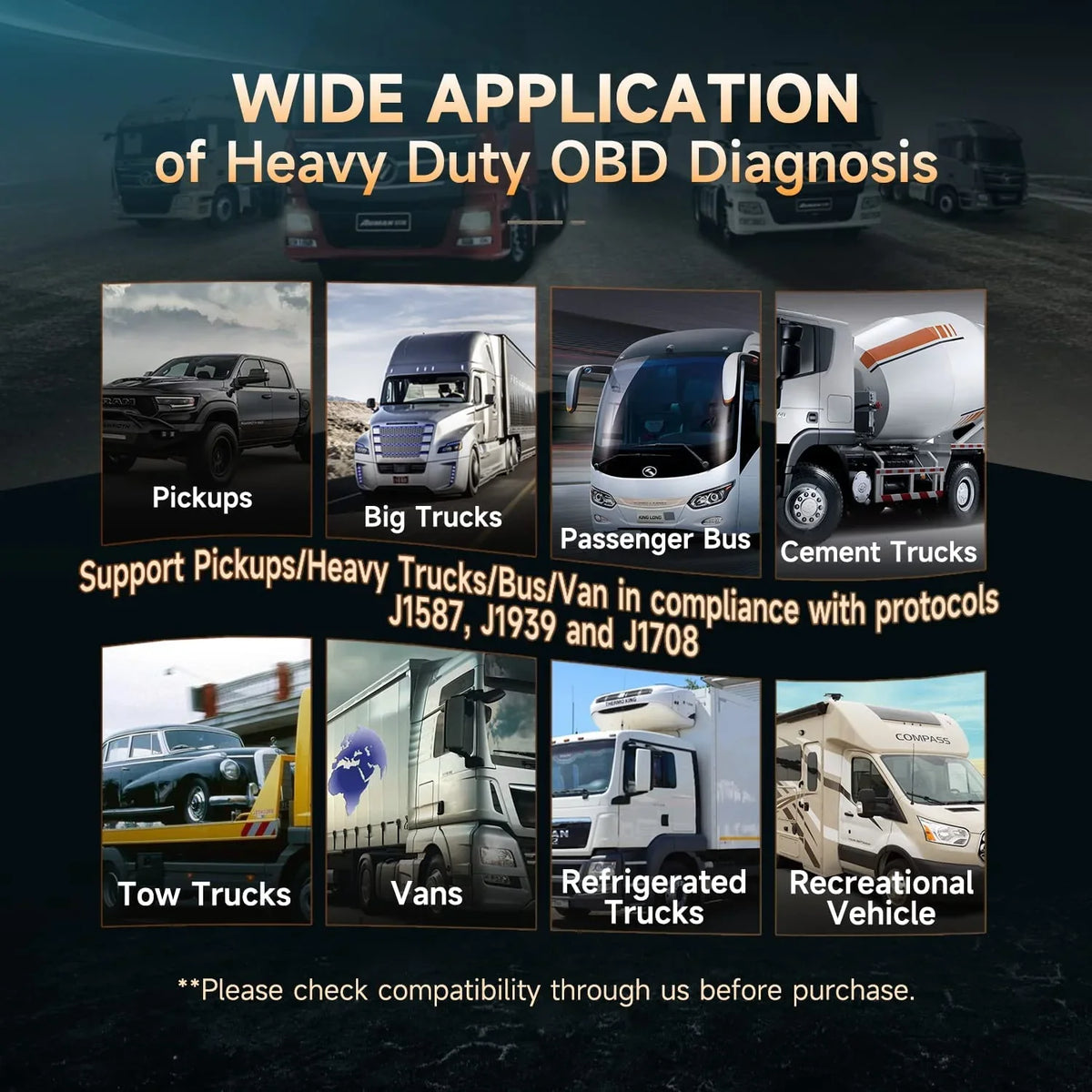Romondes RD901 Heavy Duty Truck Scanner EOBD OBD2 Scan Tool HD OBD Diesel Scanner All System Diagnostic Tool with DPF Oil Light Reset HD Heavy Duty Truck OBD Car  2 in 1 Code Reader