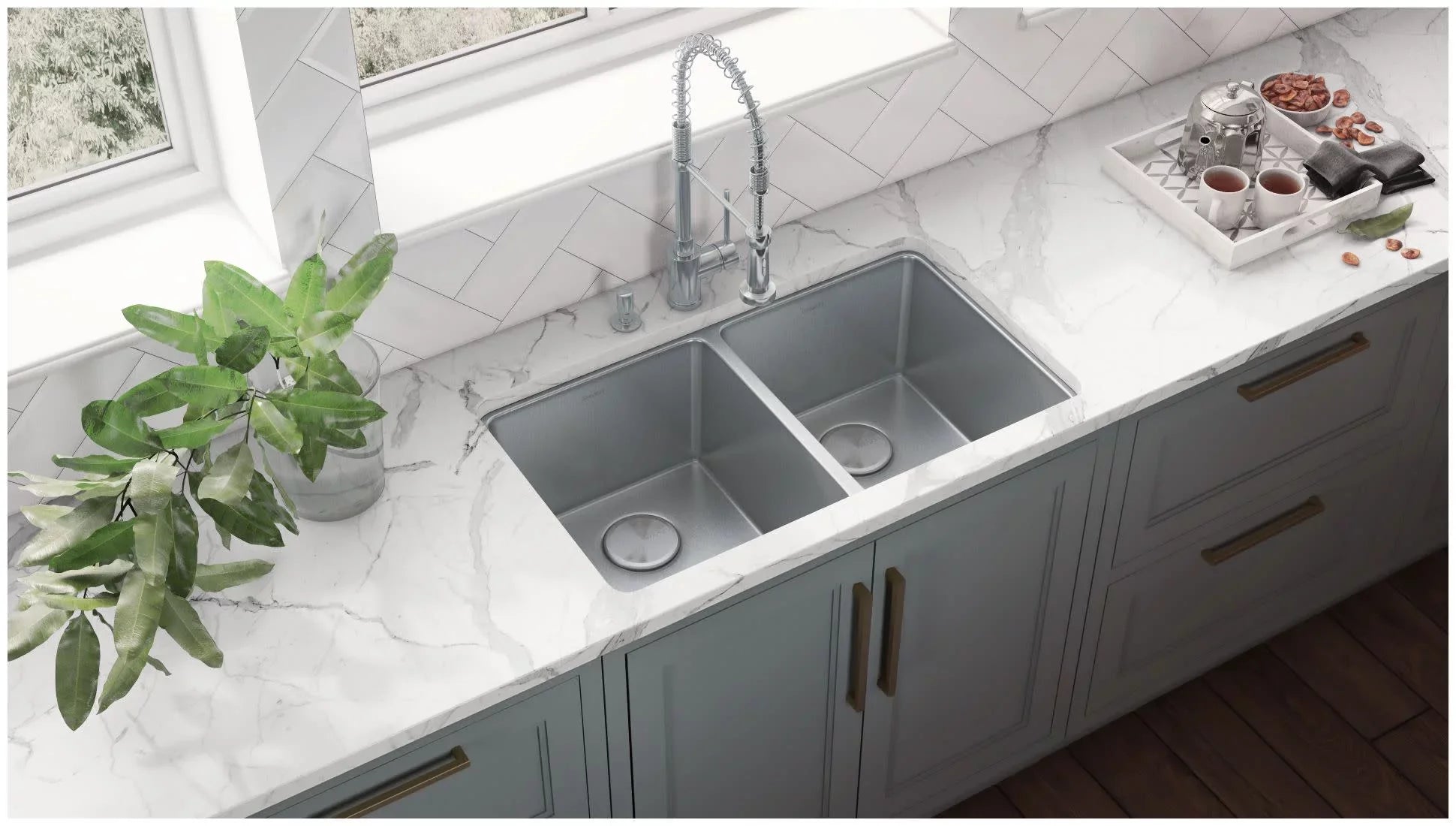 Ruvati USA RVM5099 31 in. Undermount 50-50 Double Bowl 16 Gauge Stainless Steel Kitchen Sink