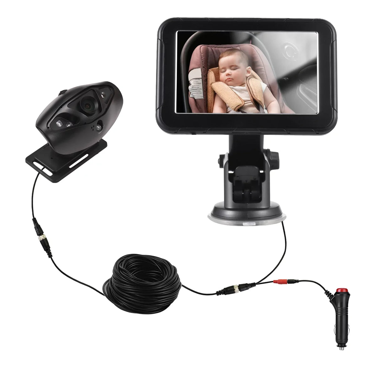 moobody Baby Car Monitor 1080P High Definition Monitor Camera for Baby Rear Facing Seat 5 Inch Car Seat Mirror Display 150° Wide View Night Vision Baby Car Mirror Camera Easy InstalLatitudeion