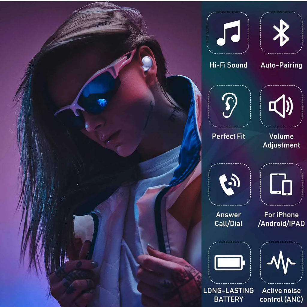UrbanX Street Buds Pro True Bluetooth Wireless Earbuds For Sony Xperia 10 III With Active Noise Cancelling (Wireless Charging Case Included) Purple