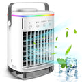 Hiroke Portable Air Conditioners Fan Desktop Air Cooler with 4-Speed Personal Mini Air Conditioner 7 Night Light & 2-8H Timer Desk Spray Fan for Home Office Camping