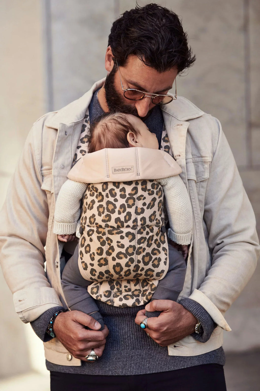BabyBjorn Baby Carrier Mini, Cotton, Beige/Leopard