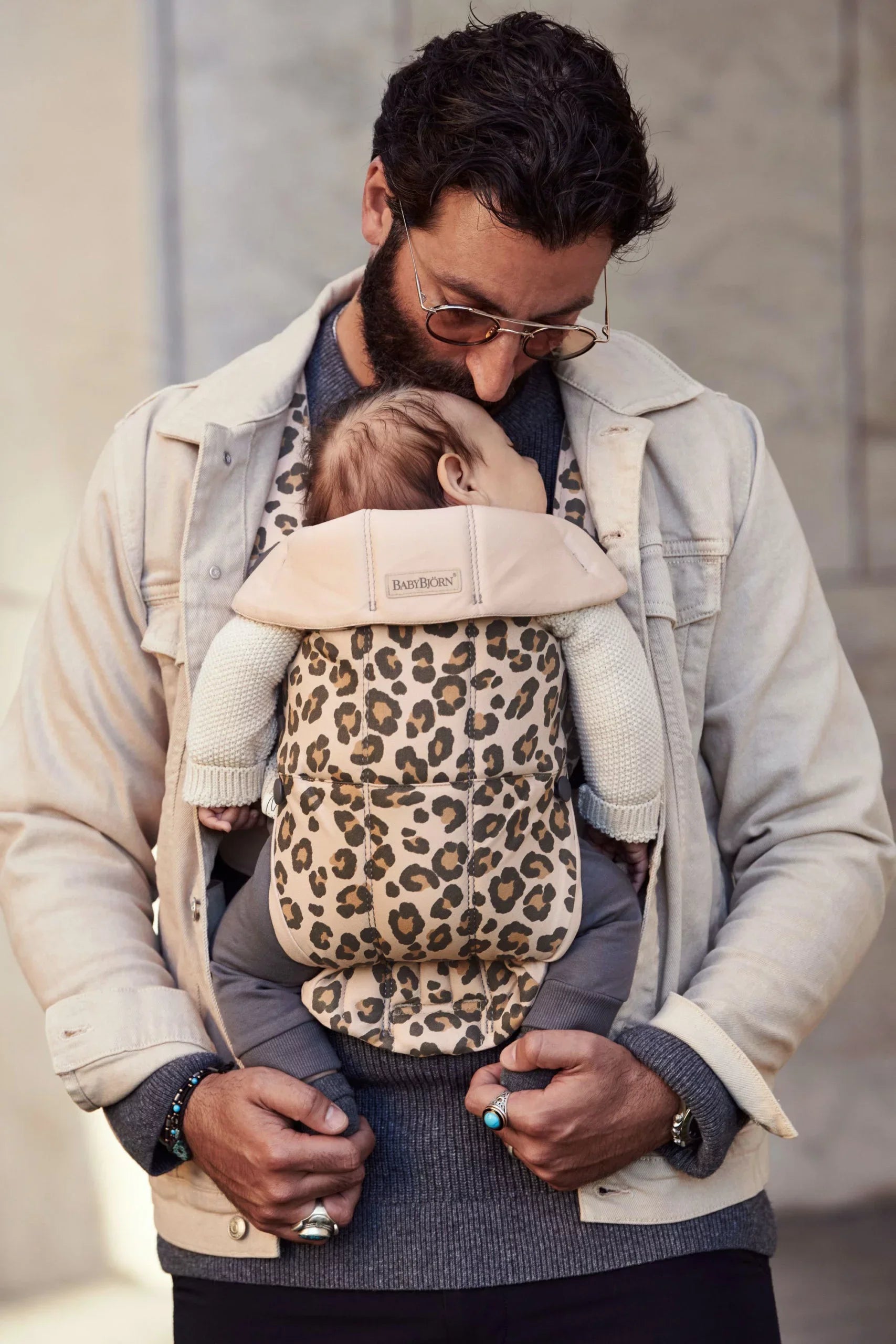 BabyBjorn Baby Carrier Mini, Cotton, Beige/Leopard