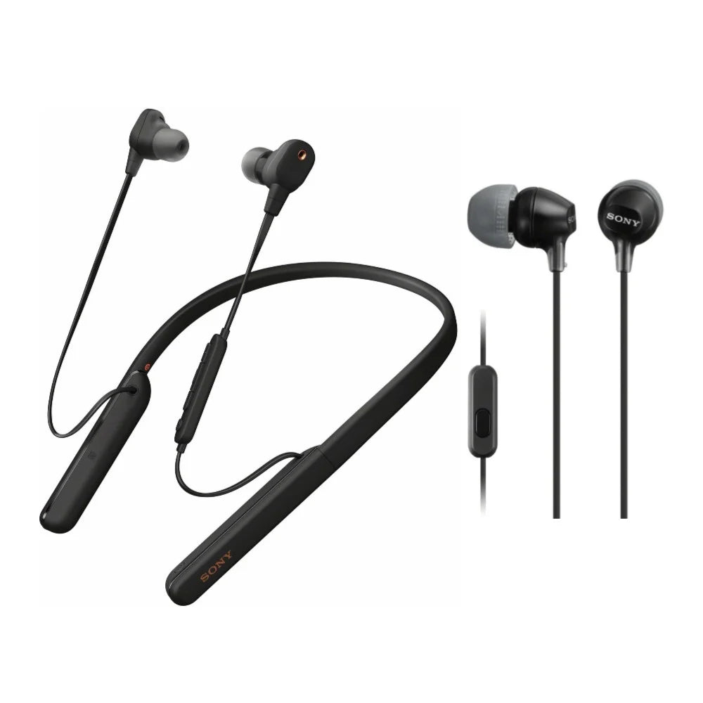 Sony WI-1000XM2/B Wireless Noise Cancelling In-Ear Headphones (Black) Bundle